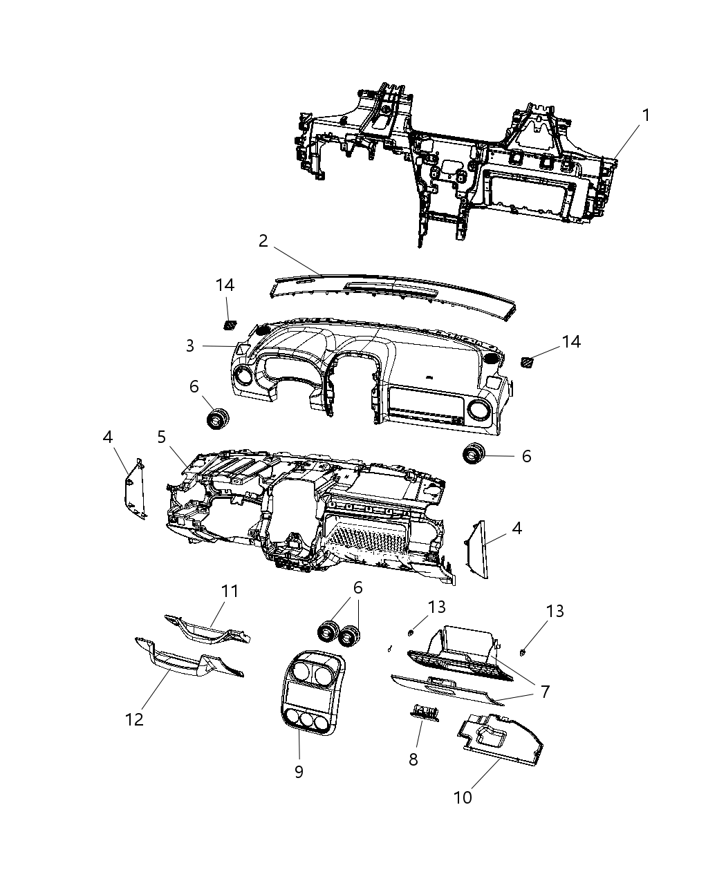 Mopar 5LN371DVAB Cover-Instrument Panel