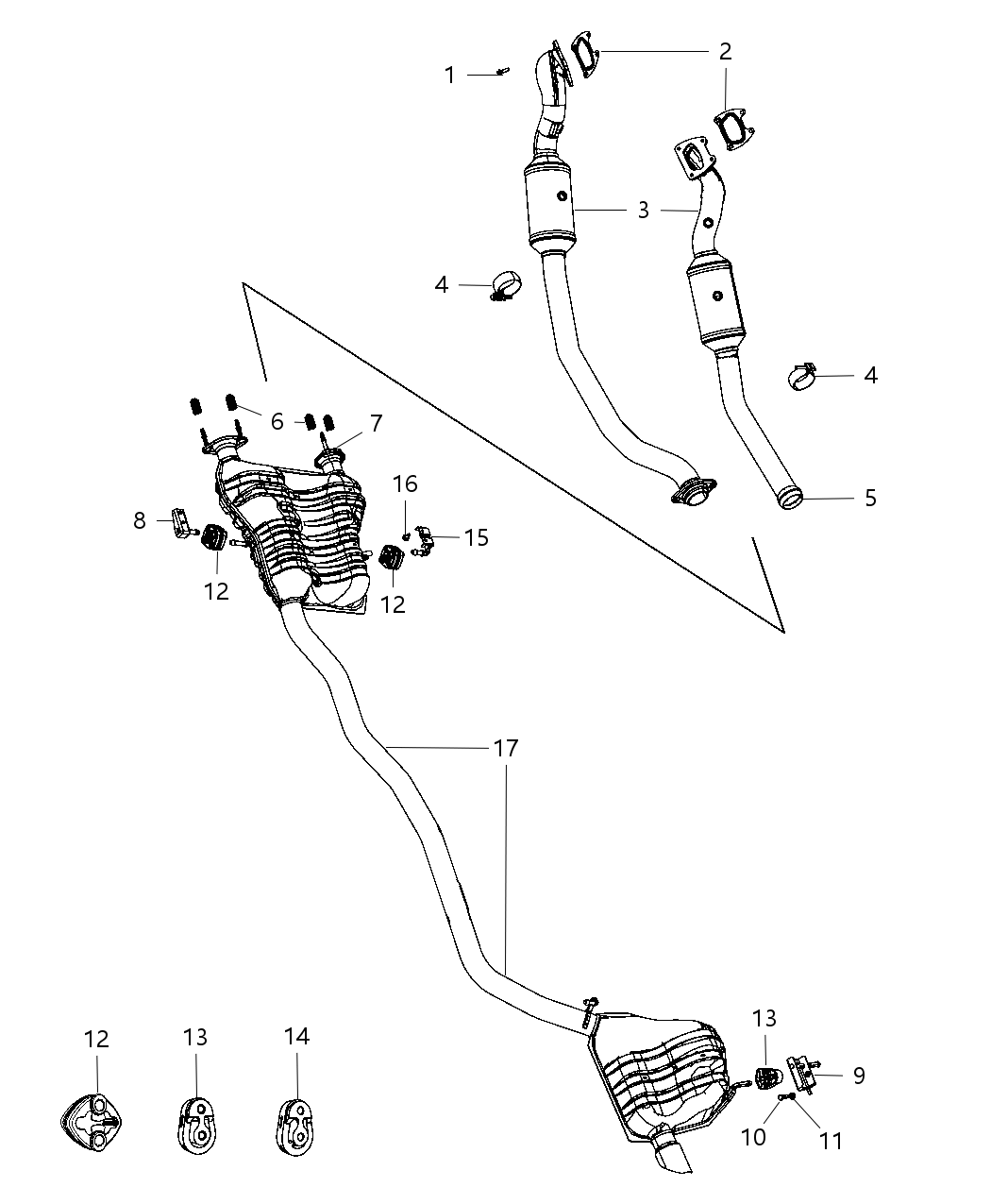 Mopar 53010361AB Exhaust Muffler And Tailpipe