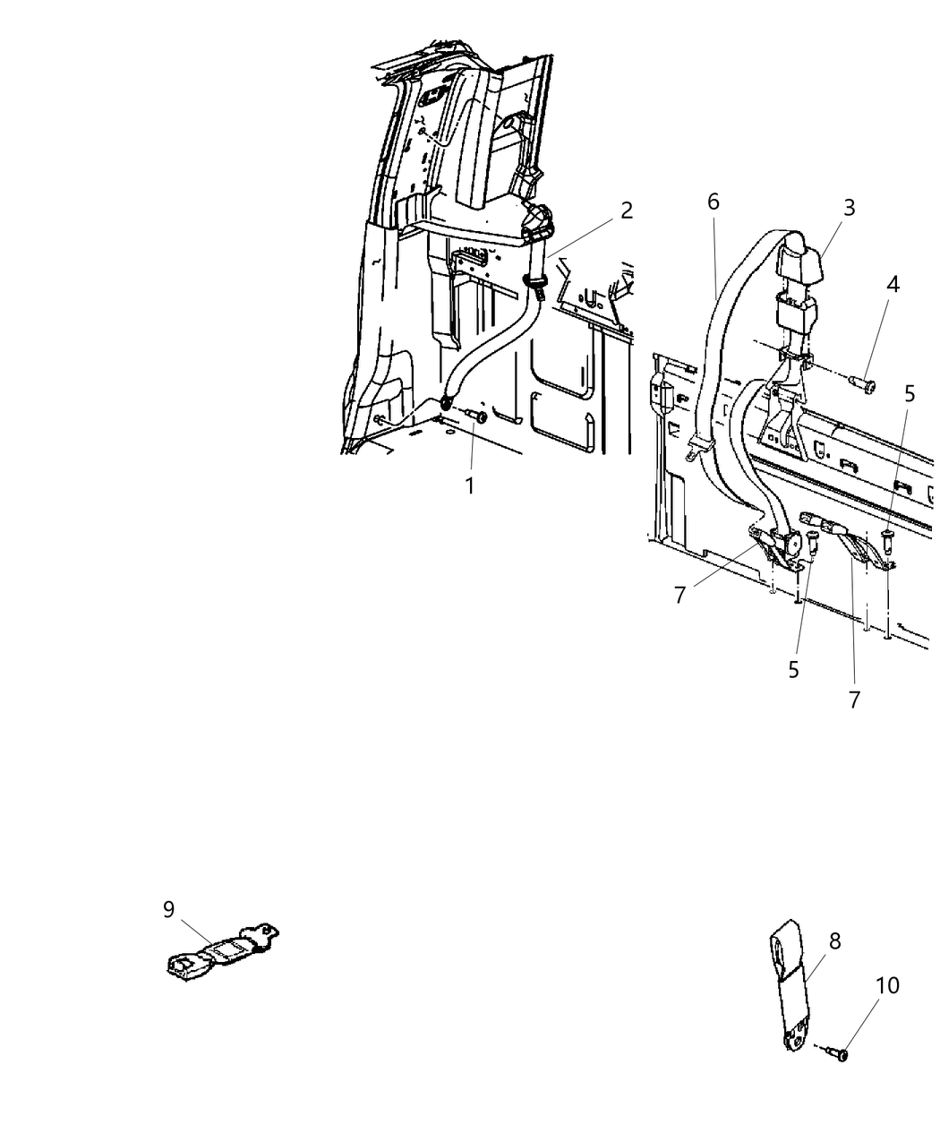 Mopar 5KS491K2AA Rear Outer Seat Belt