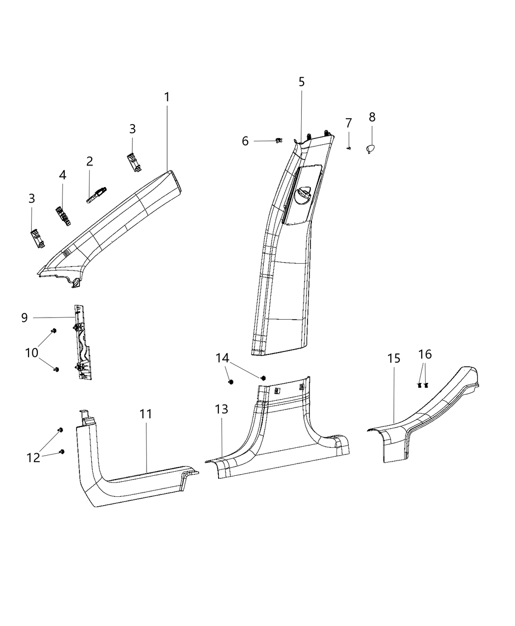 Mopar 1UC99LU5AD Panel-B Pillar