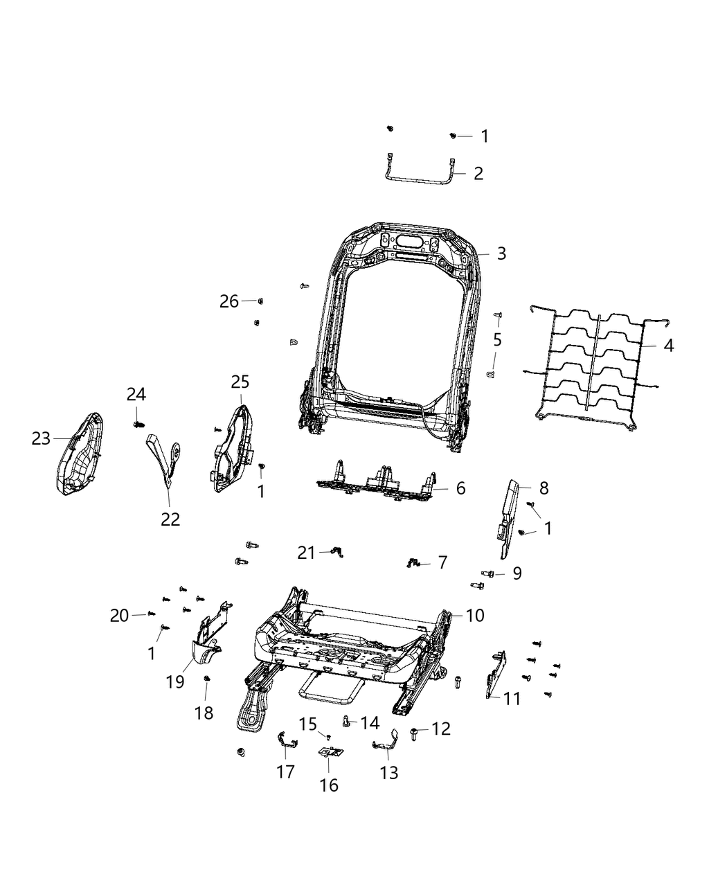 Mopar 68276609AC Frame-Front Seat Back