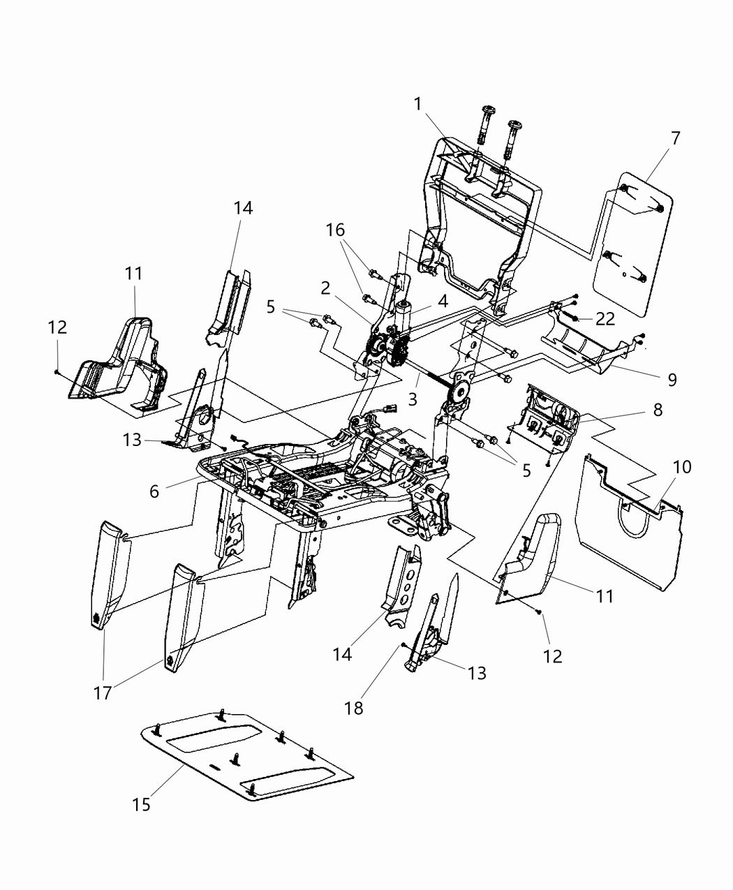 Mopar 68141062AA Frame-Rear Seat Back