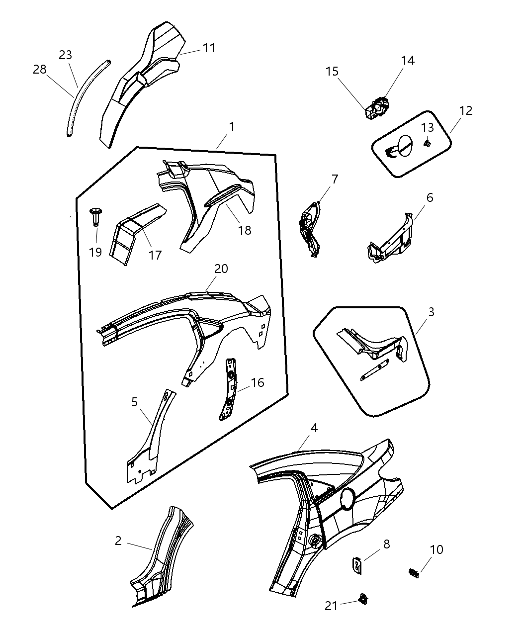 Mopar 5008740AA REINFMNT-Fuel Filler Door