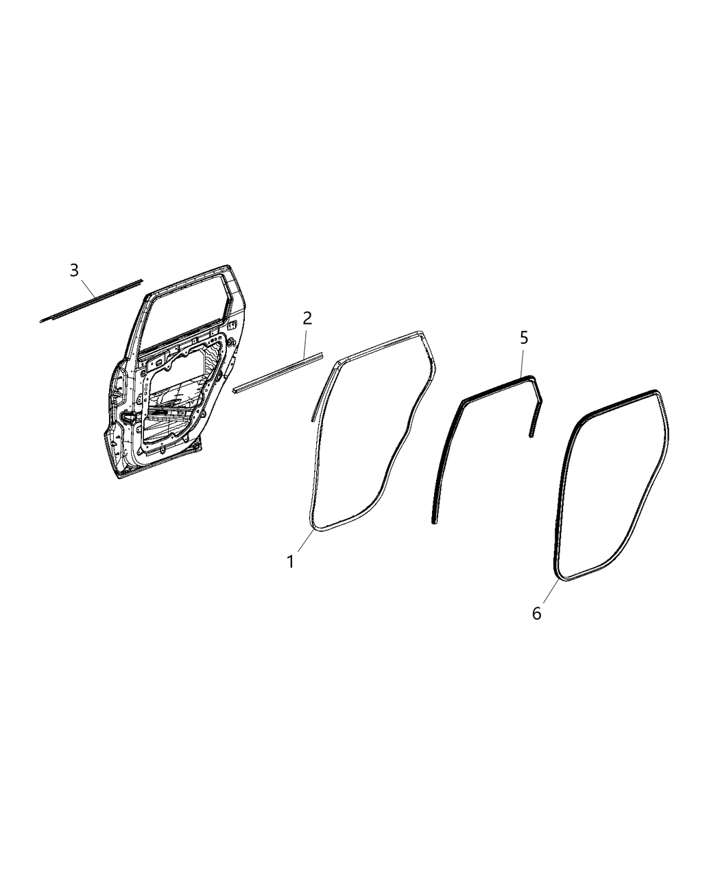 Mopar 55399163AC WEATHERSTRIP-Rear Door Belt Outer