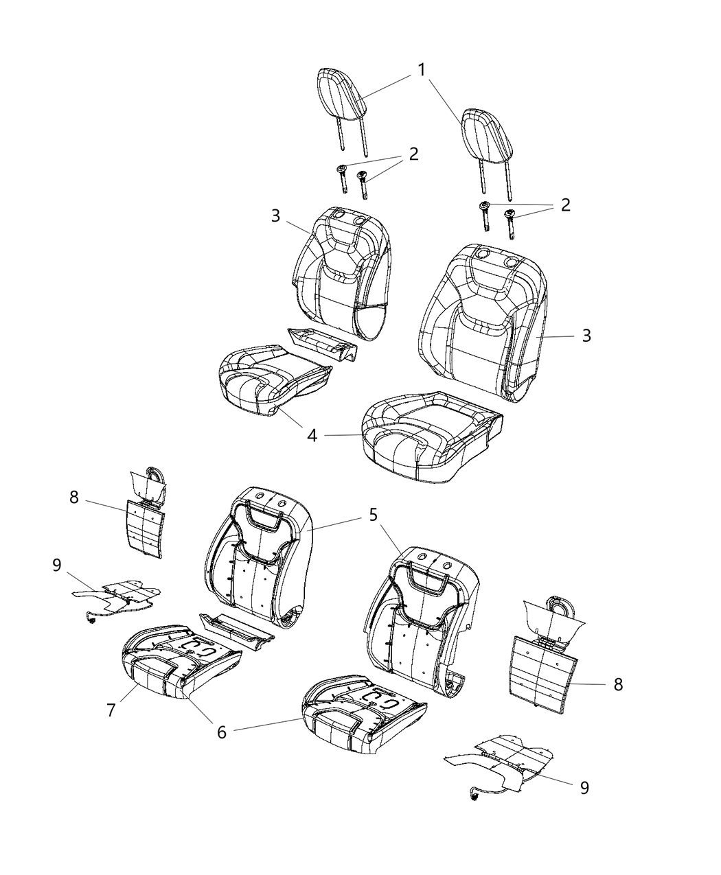 Mopar 5XM89DX9AC Front Seat Back Cover