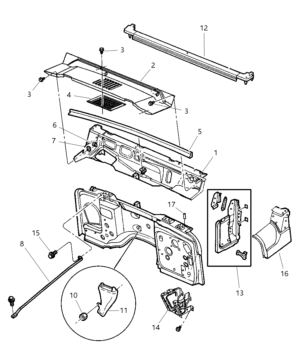 Mopar 55395032AH WEATHERSTRIP-Windshield To COWL