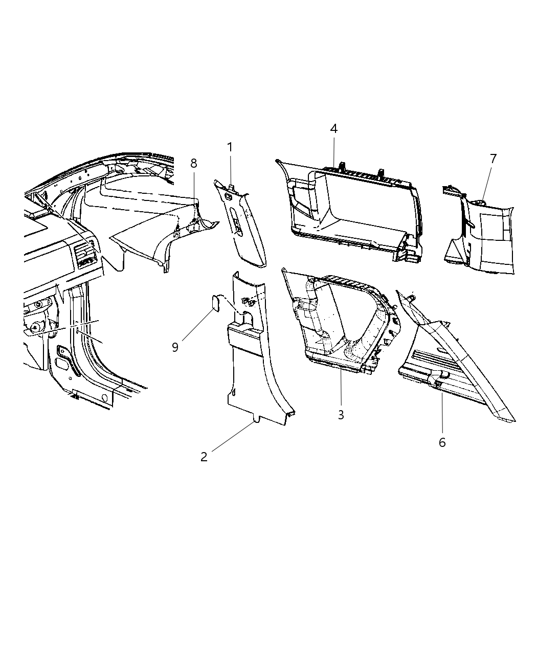 Mopar 1ET04HDAAE Panel-B Pillar Upper Trim