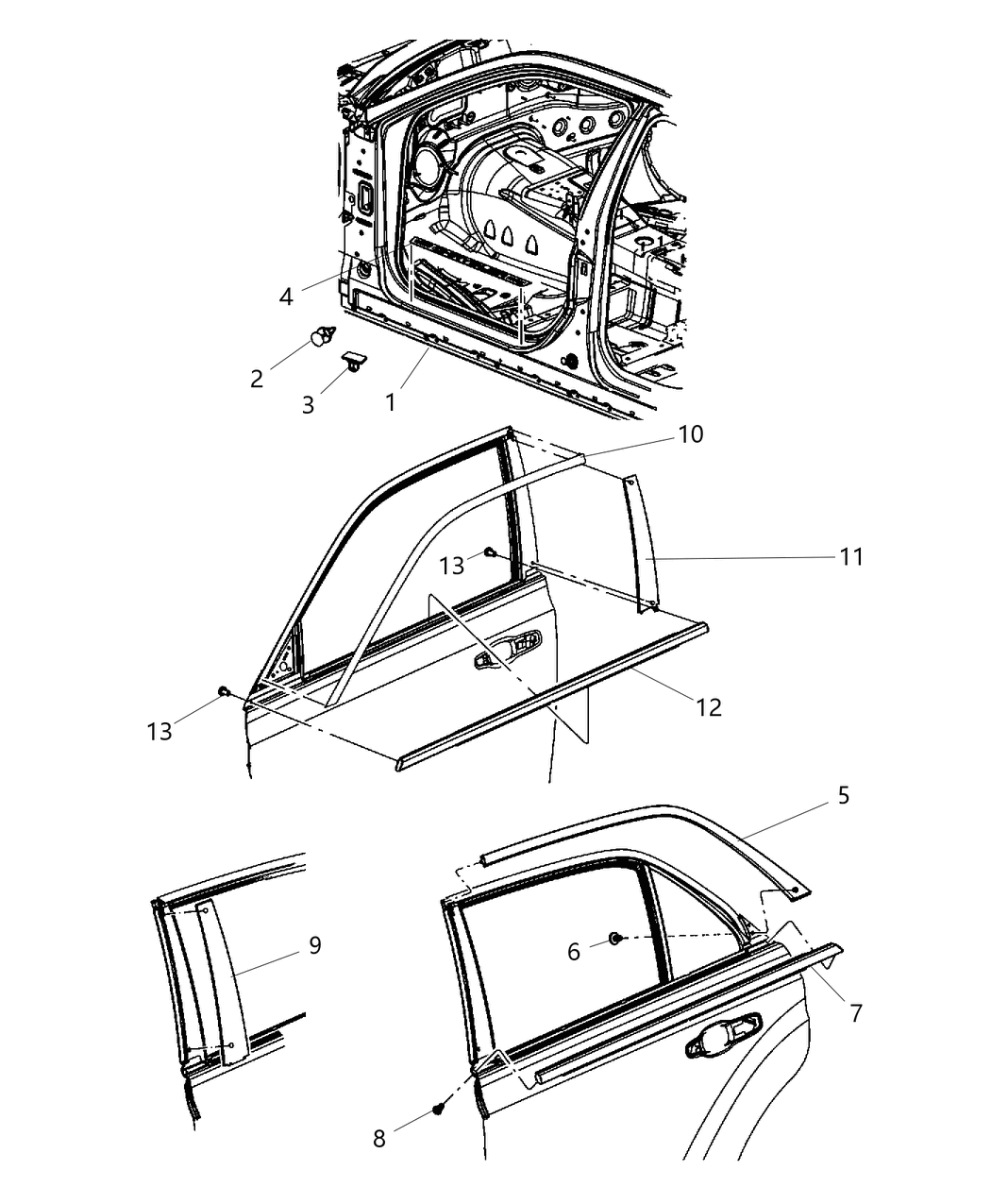 Mopar 57010329AA WEATHERSTRIP-Door Belt Outer