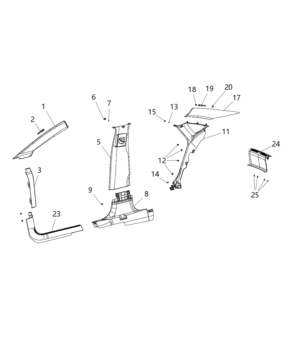 Mopar 1XW55ML2AC Molding-A Pillar