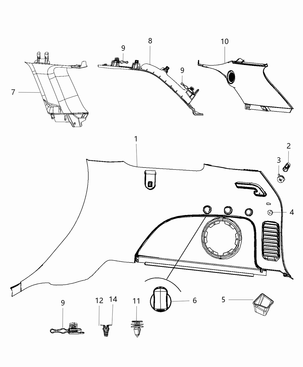 Mopar 7BT45DX9AA Panel-Quarter Trim