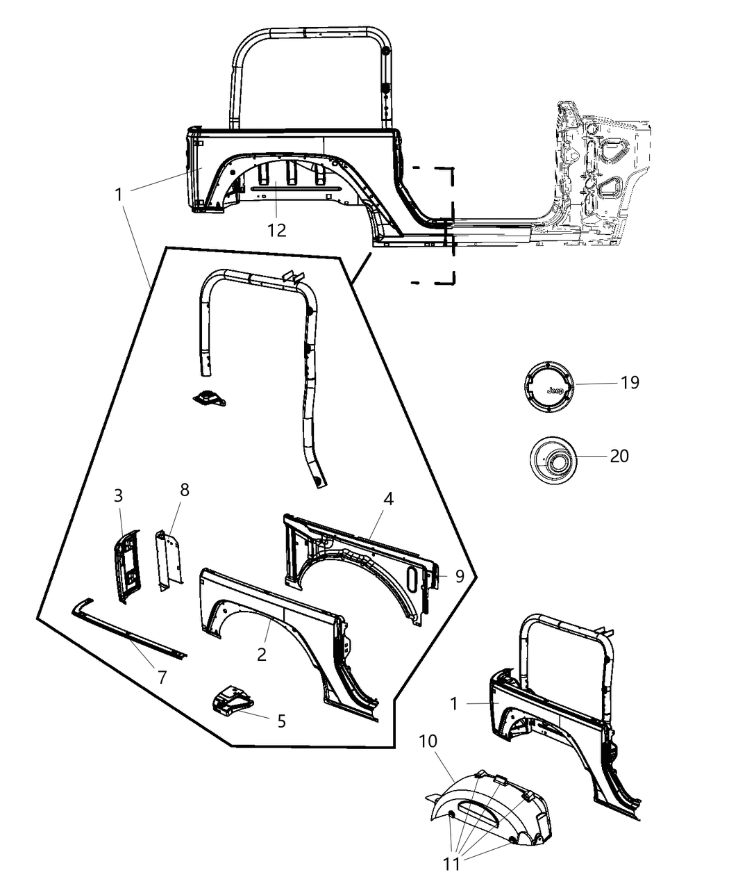 Mopar 68230221AB Panel-Rear Corner