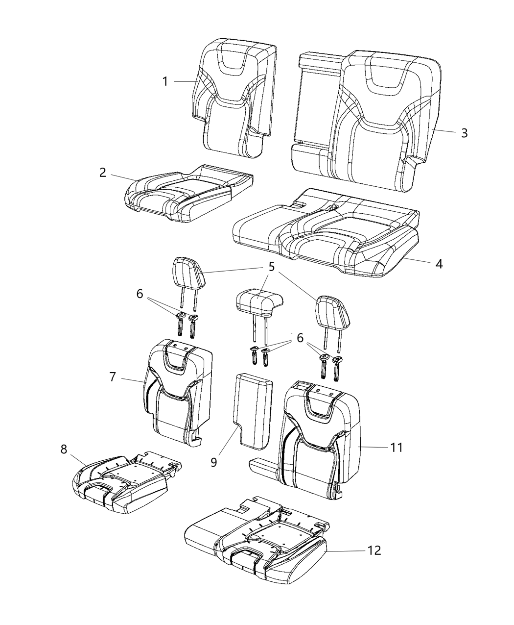 Mopar 5RA50DX9AD Rear Seat Back Cover Right