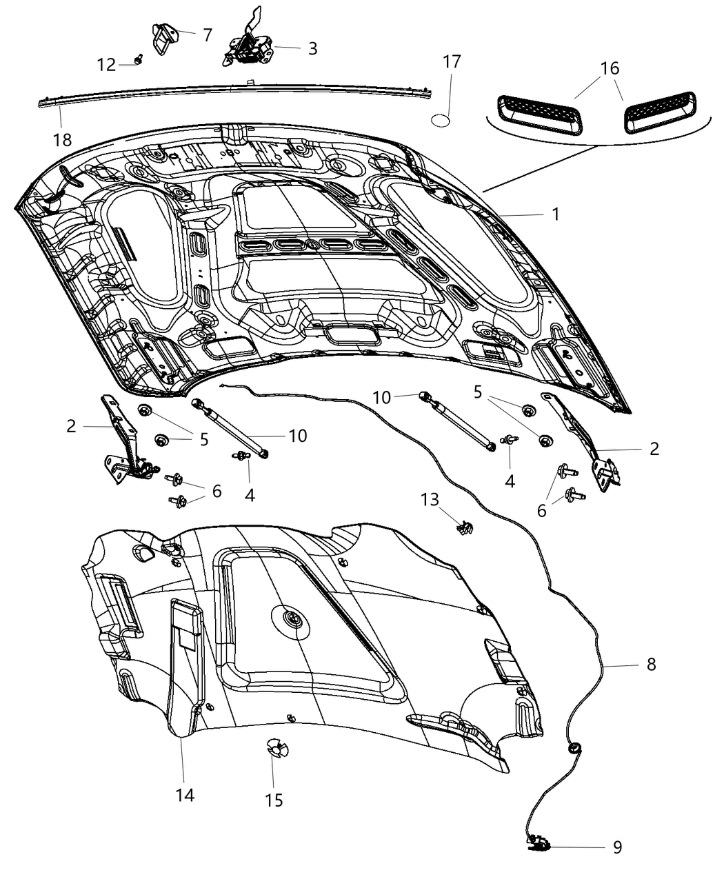 Mopar 68160263AA SILENCER-Hood