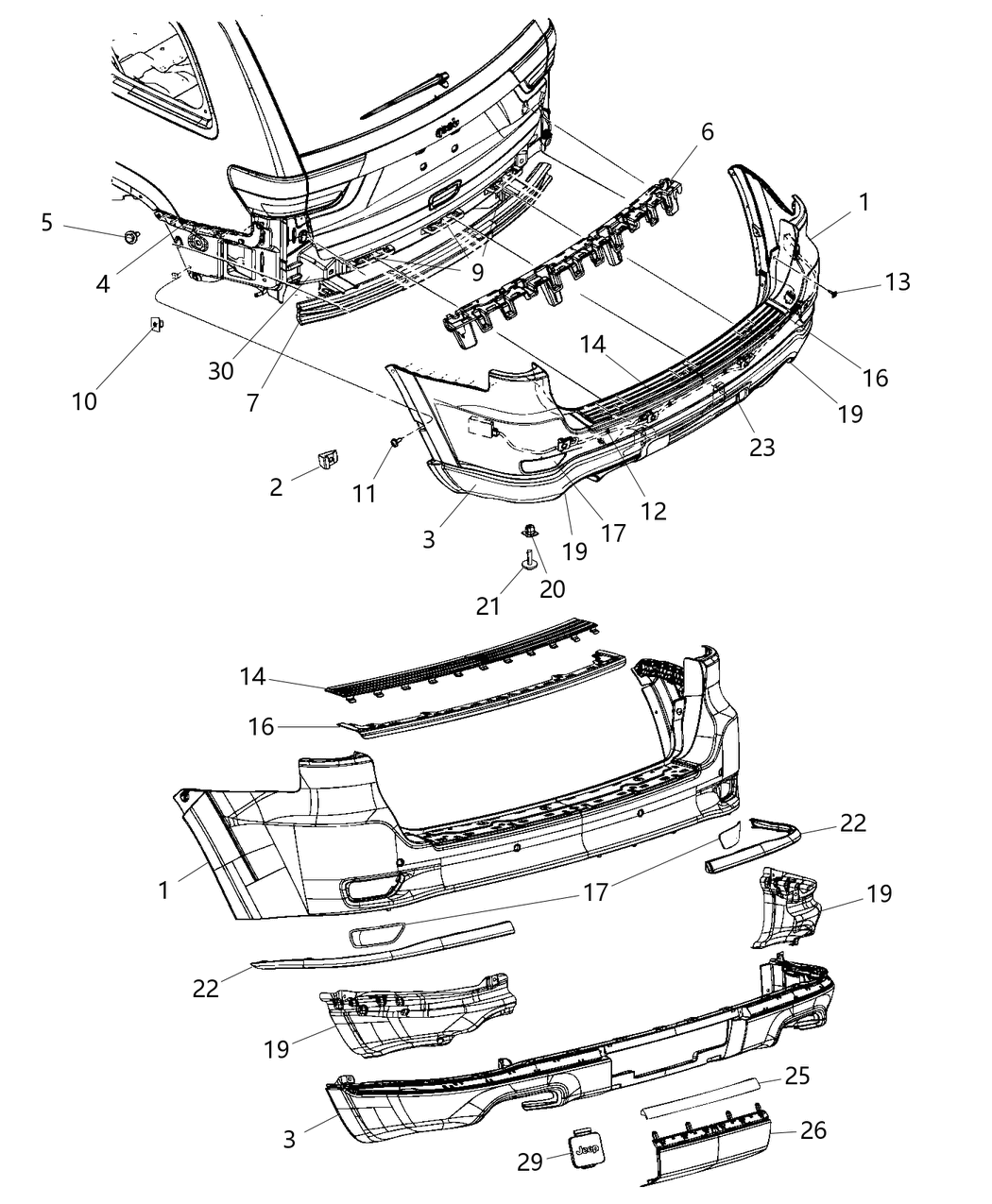 Mopar 1VQ68TBFAB FASCIA-REAR LOWER