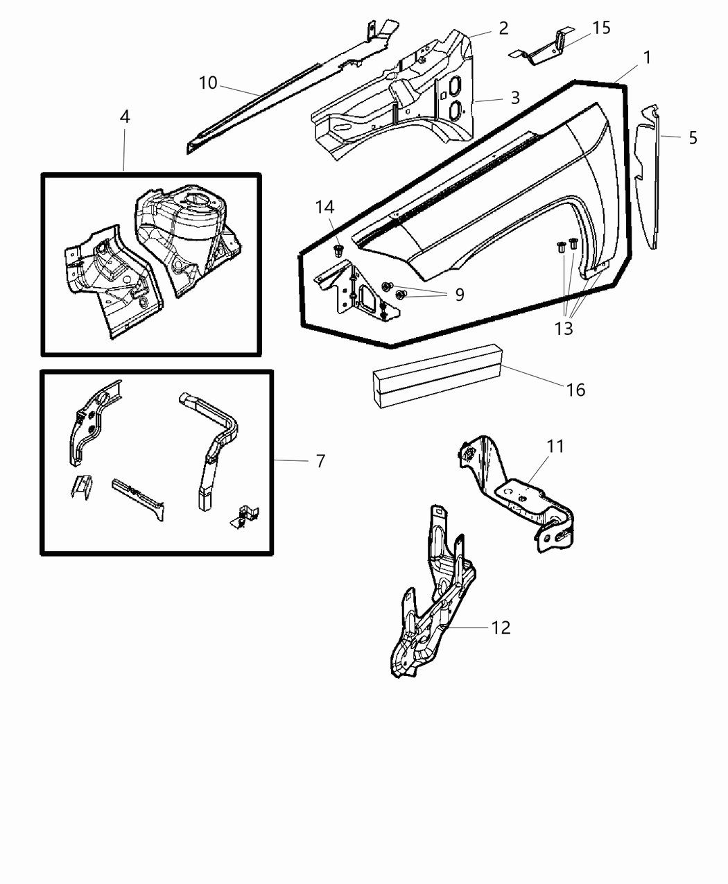 Mopar 68079654AG REINFMNT-Fender