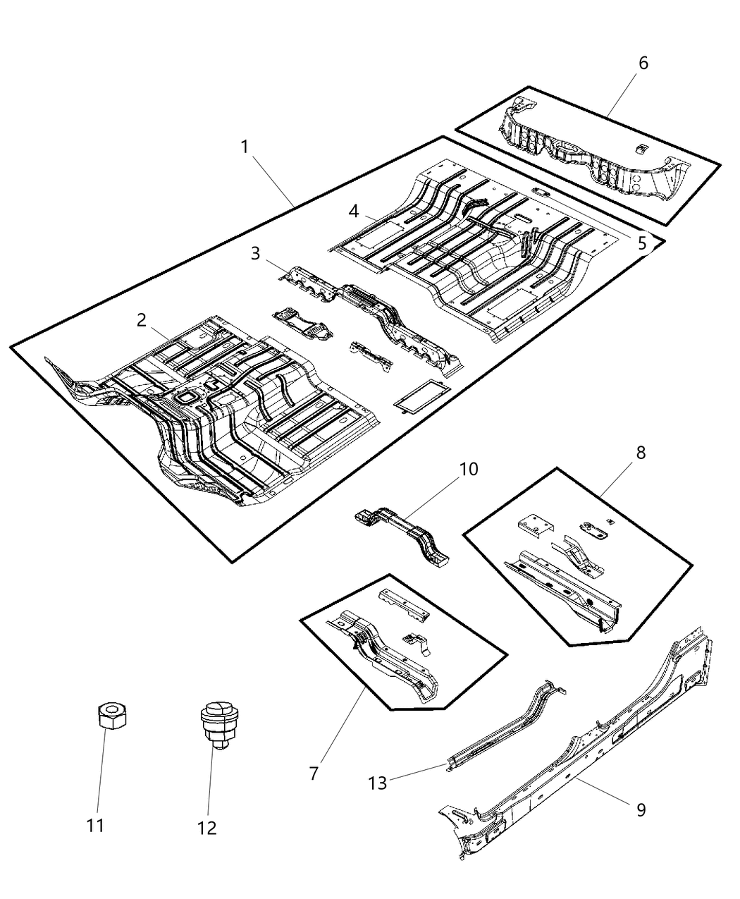 Mopar 68095922AC Pan-Front Floor