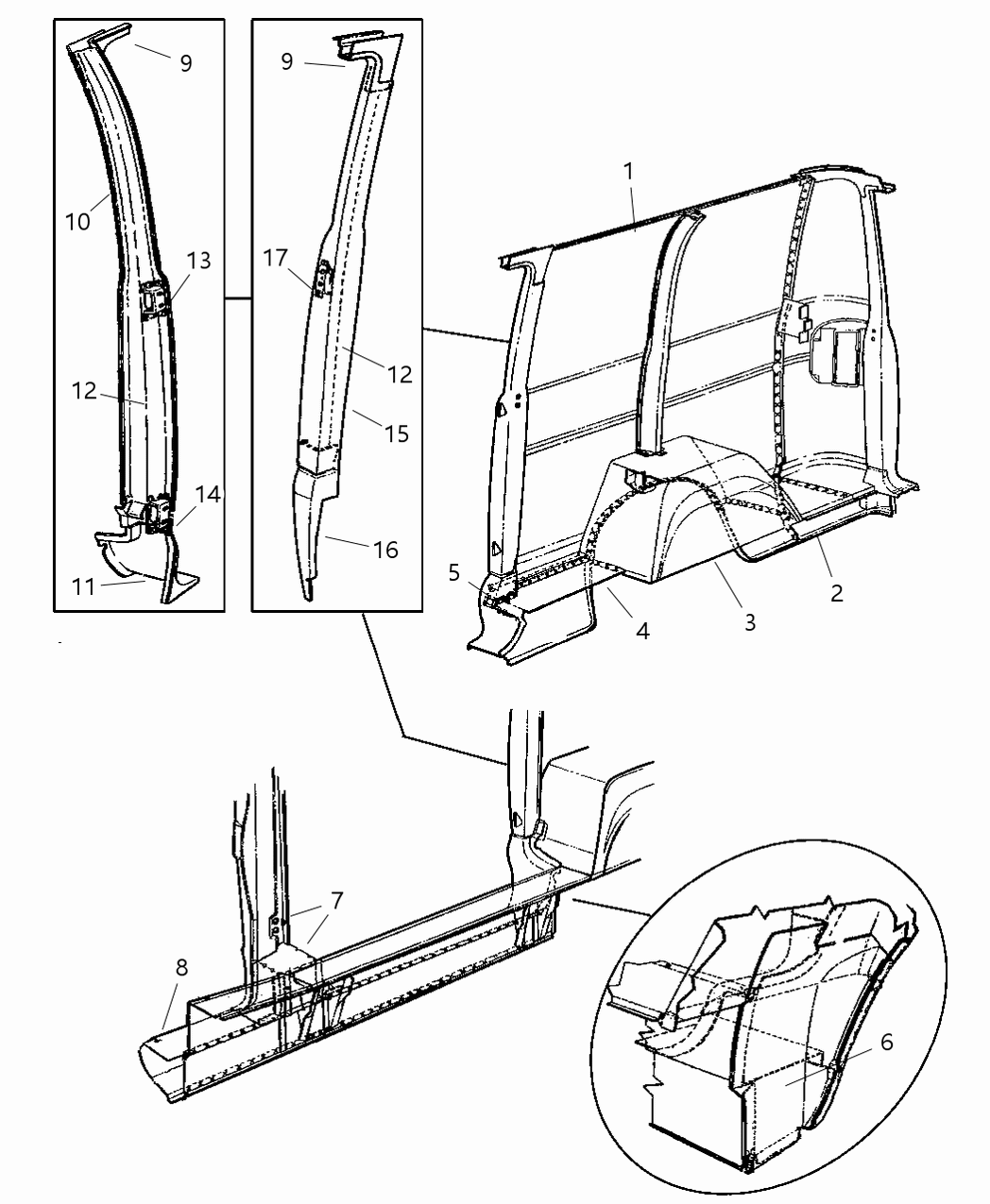 Mopar 4482237AC WHEEL/HOUSE-Rear Side To UNDERBODY