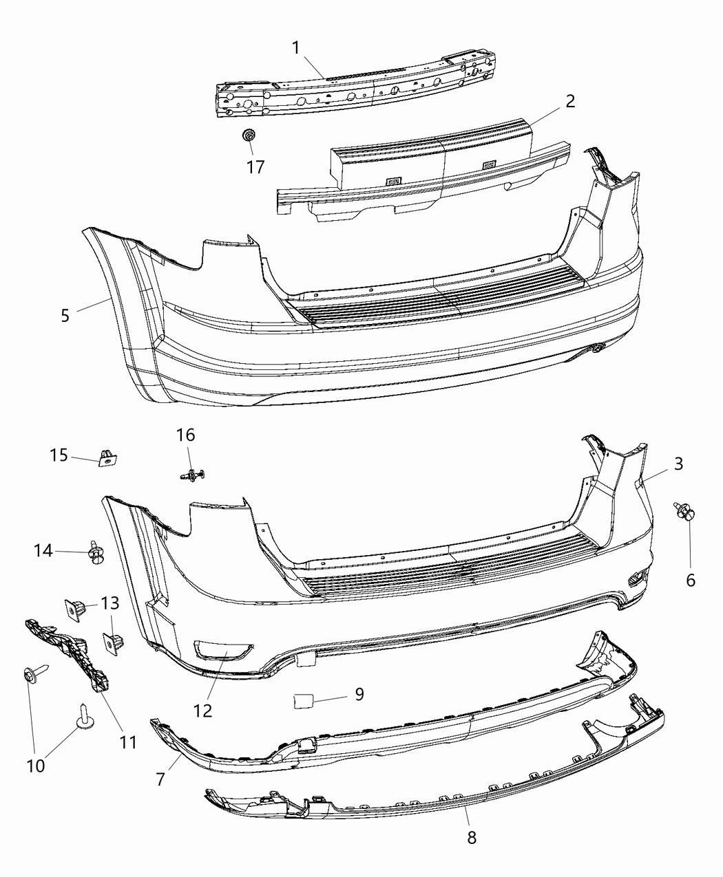 Mopar 5RS18TZZAC FASCIA-Rear Upper