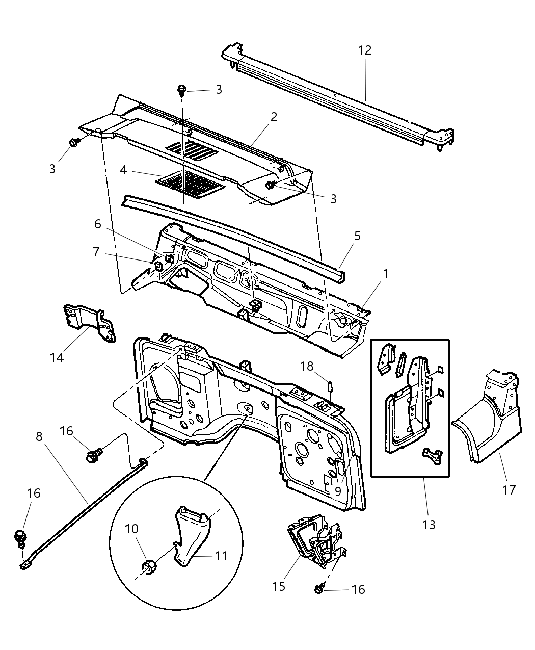 Mopar 55395032AE WEATHERSTRIP-Windshield To COWL