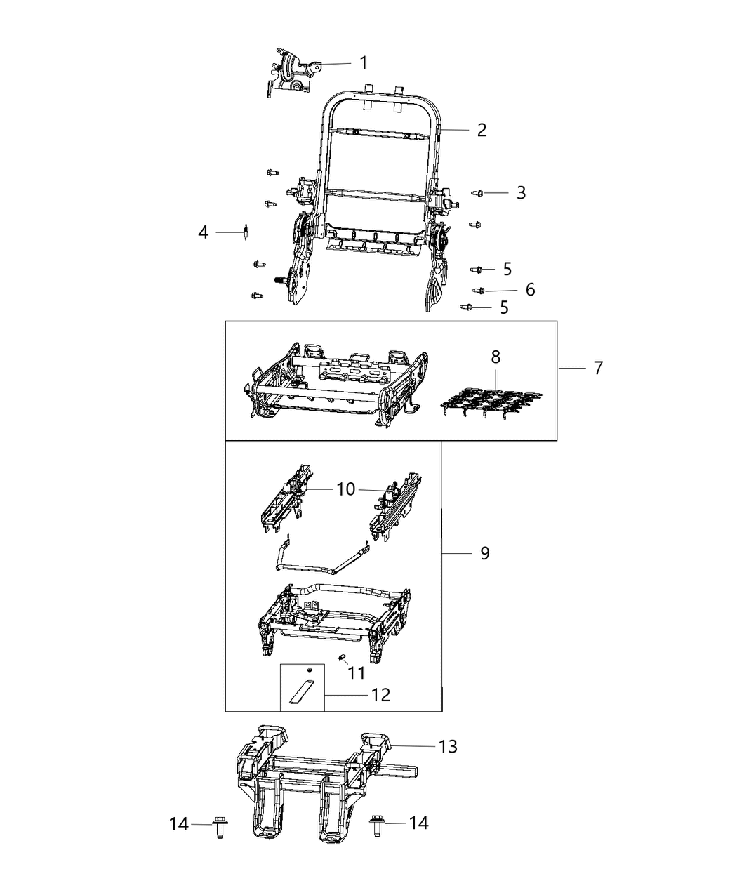 Mopar 68338928AB Frame-Rear Seat Back