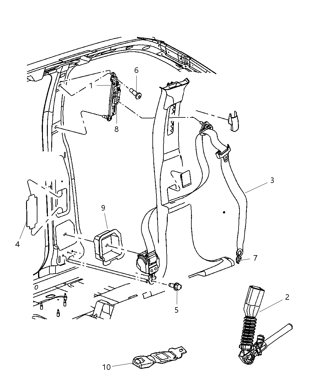 Mopar 4610241AA ADJUSTER-Seat Belt Turning Loop