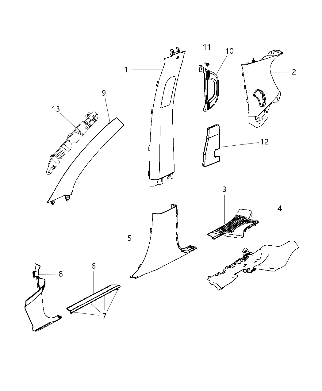 Mopar 5VK87HDAAC Panel-A Pillar