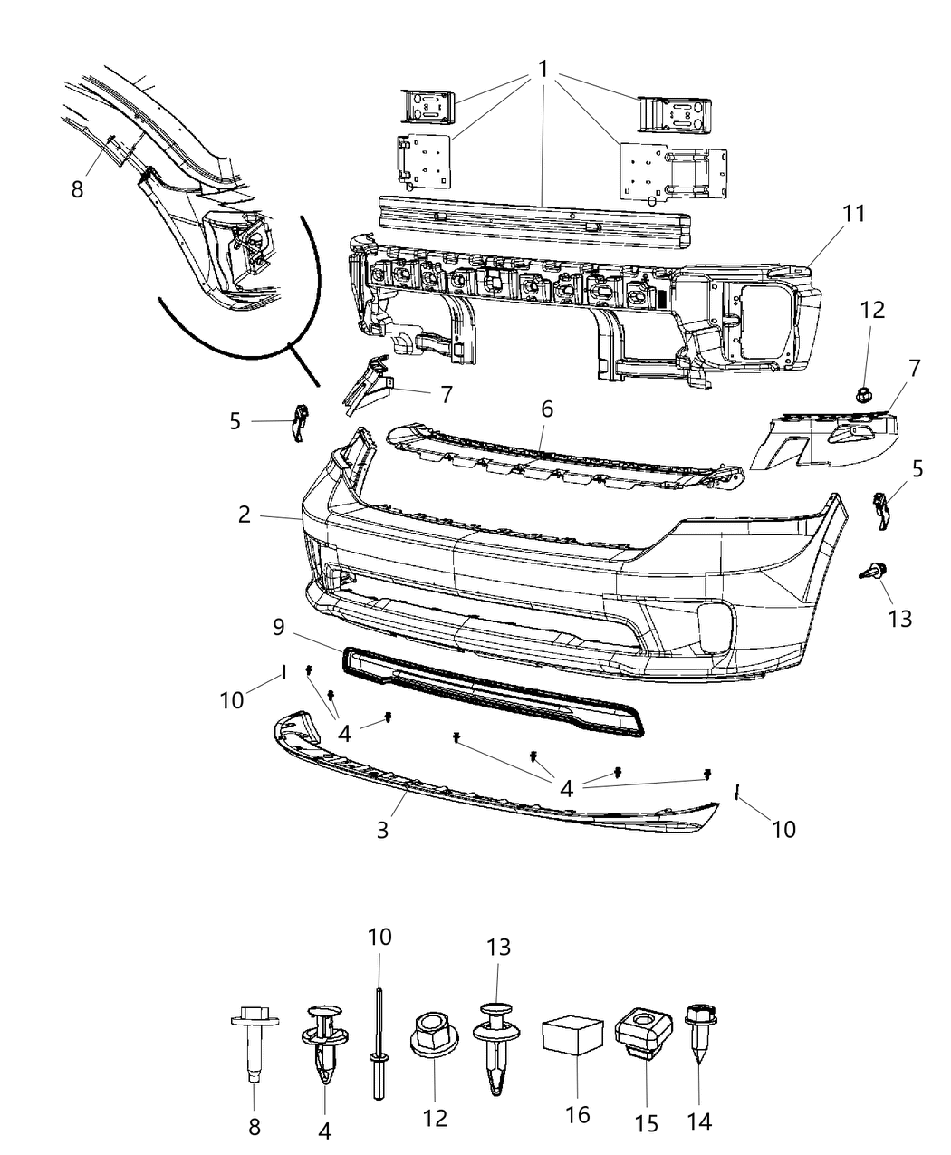 Mopar 68196999AA Beam-Front Bumper