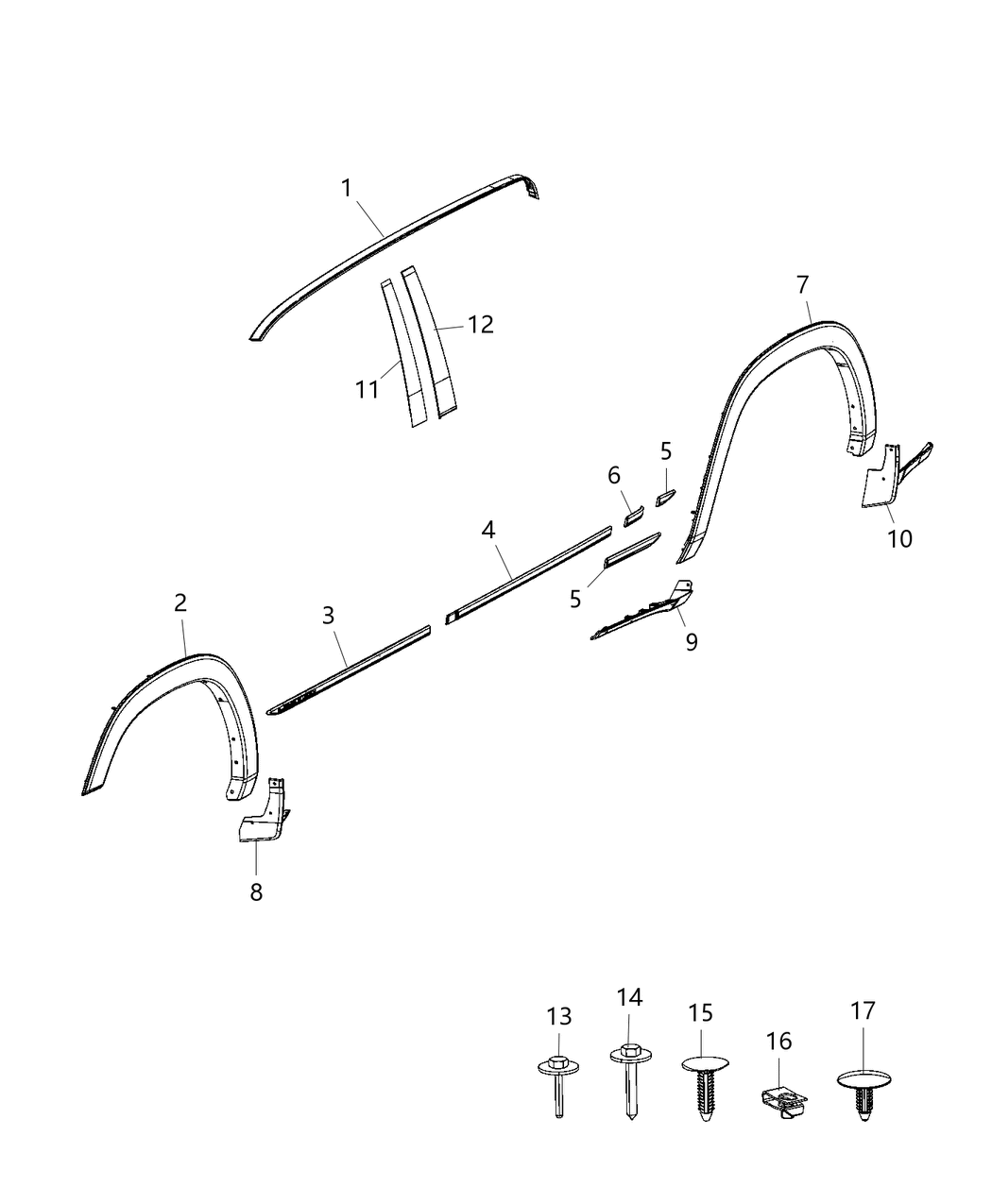 Mopar 6MS34GXHAB Molding-Wheel Opening Flare