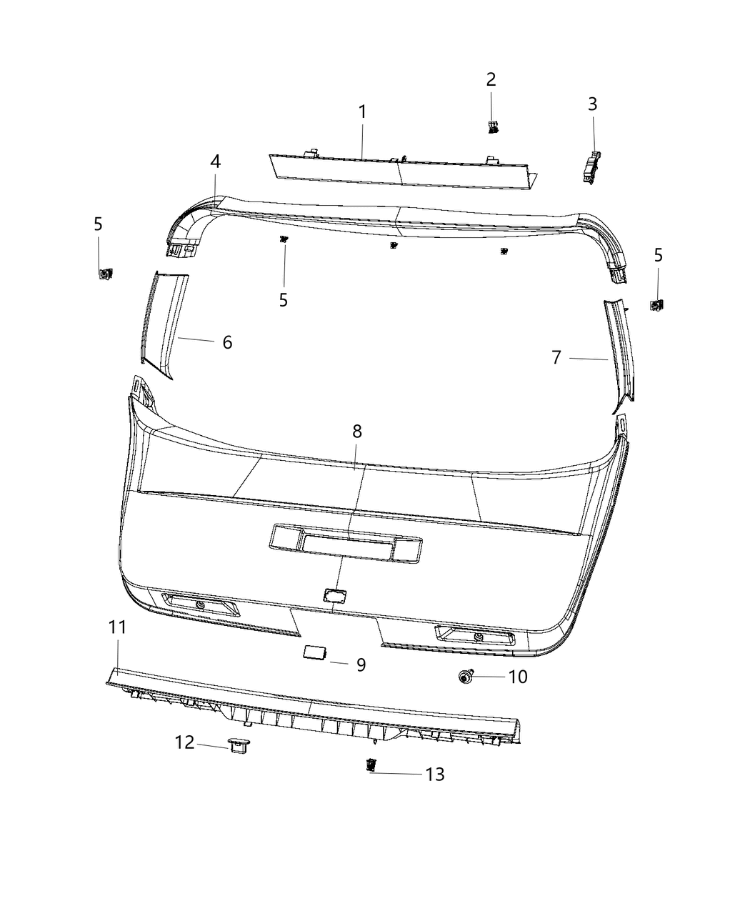 Mopar 1BE54DX9AD Panel-LIFTGATE Trim Lower