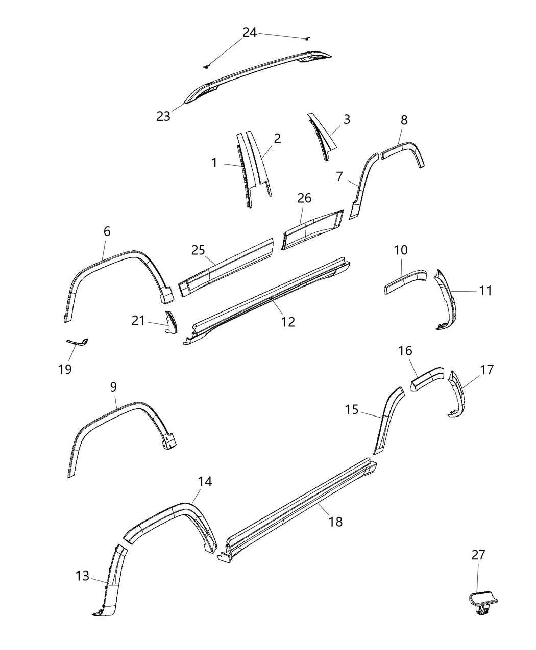 Mopar 68102997AC Rail-Roof Rack