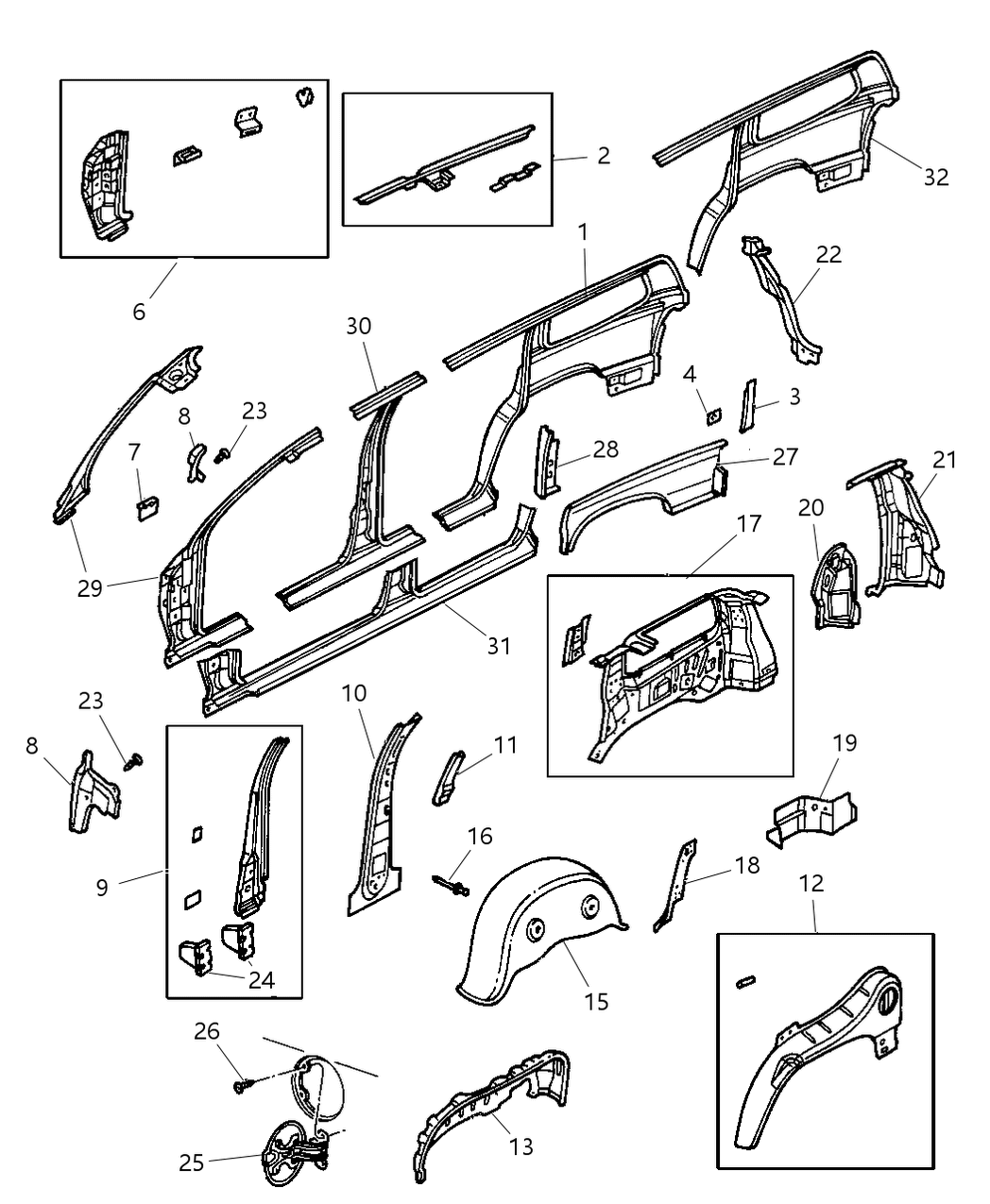 Mopar 55256260AB Quarter Panel-Quarter Inner