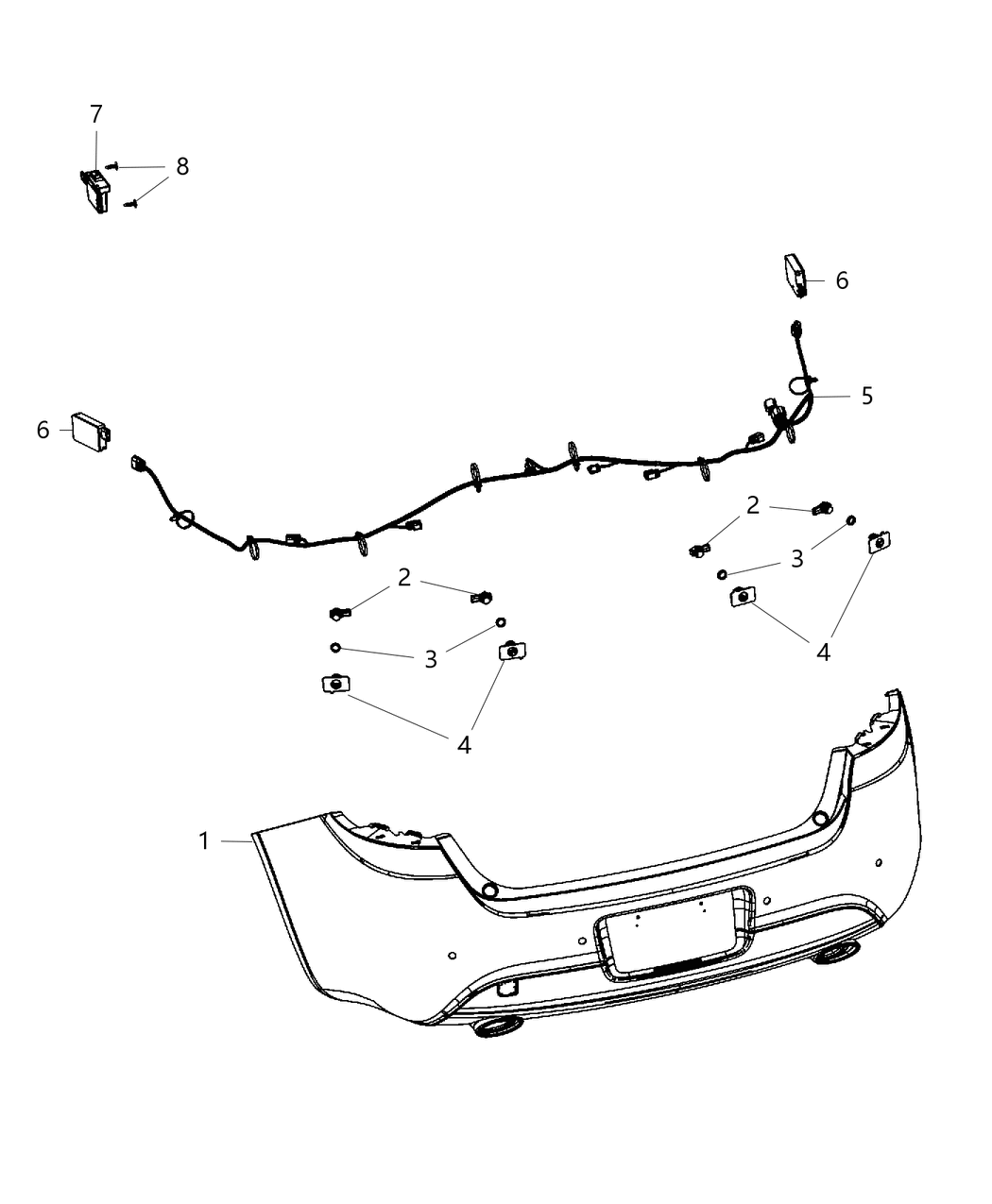 Mopar 68199792AB Harness-Rear FASCIA