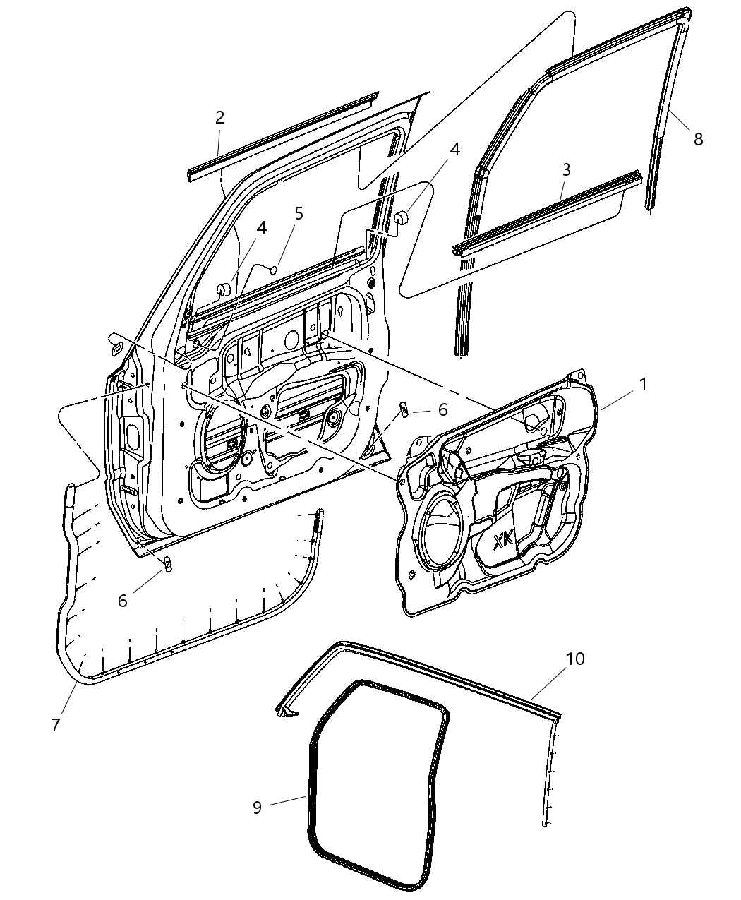 Mopar 55396707AB WEATHERSTRIP-Front Door Belt