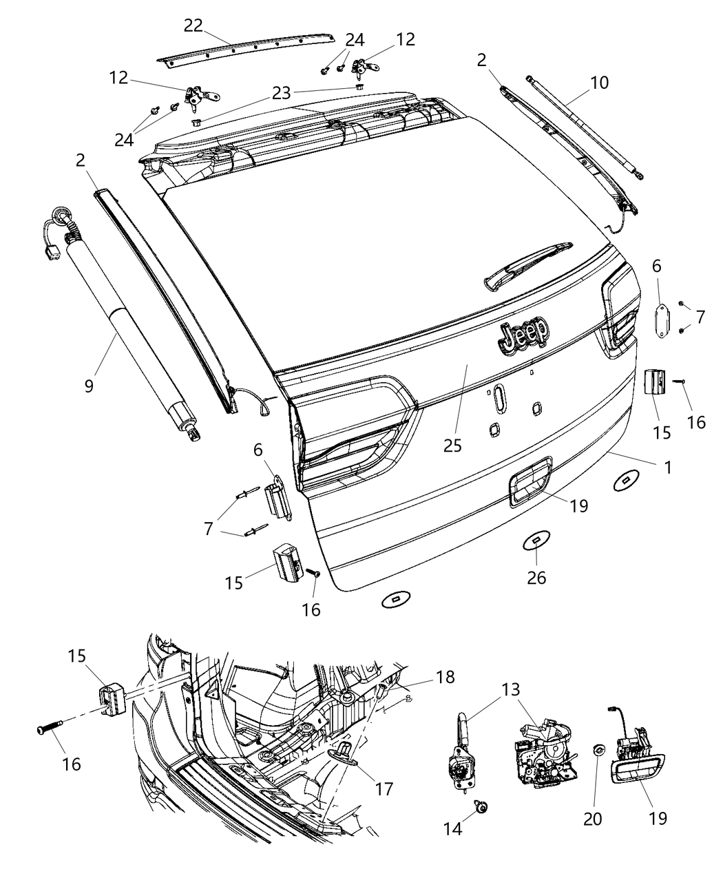 Mopar 68165051AB Liftgate Support Gas Cylinder