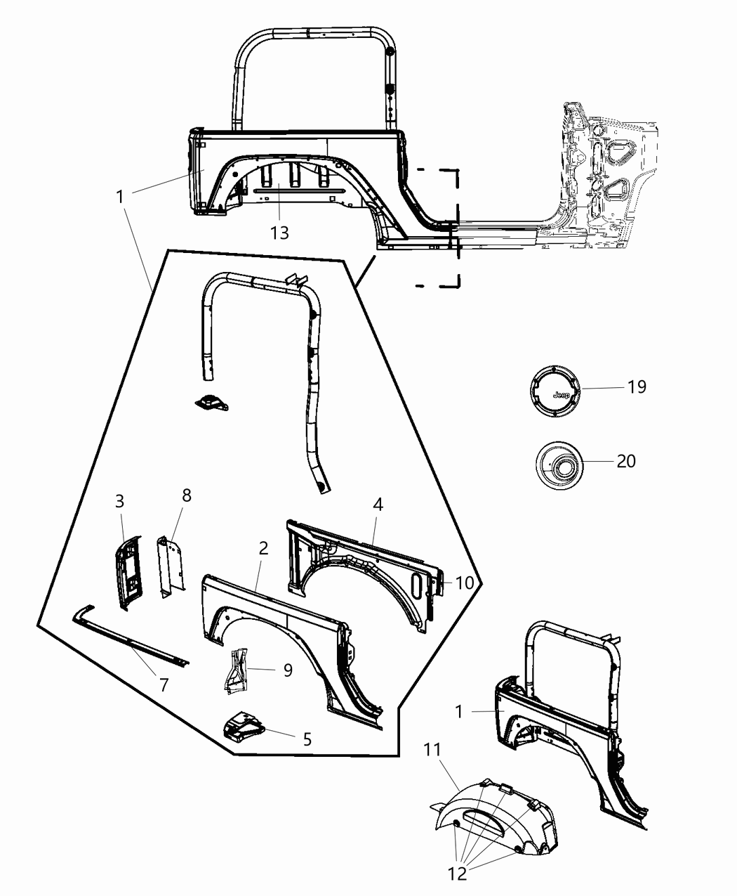 Mopar 68003229AF Panel Kit-Body Side Aperture Rear