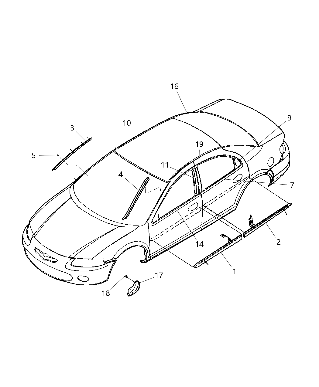 Mopar WU38XRVAB Molding-Front Door