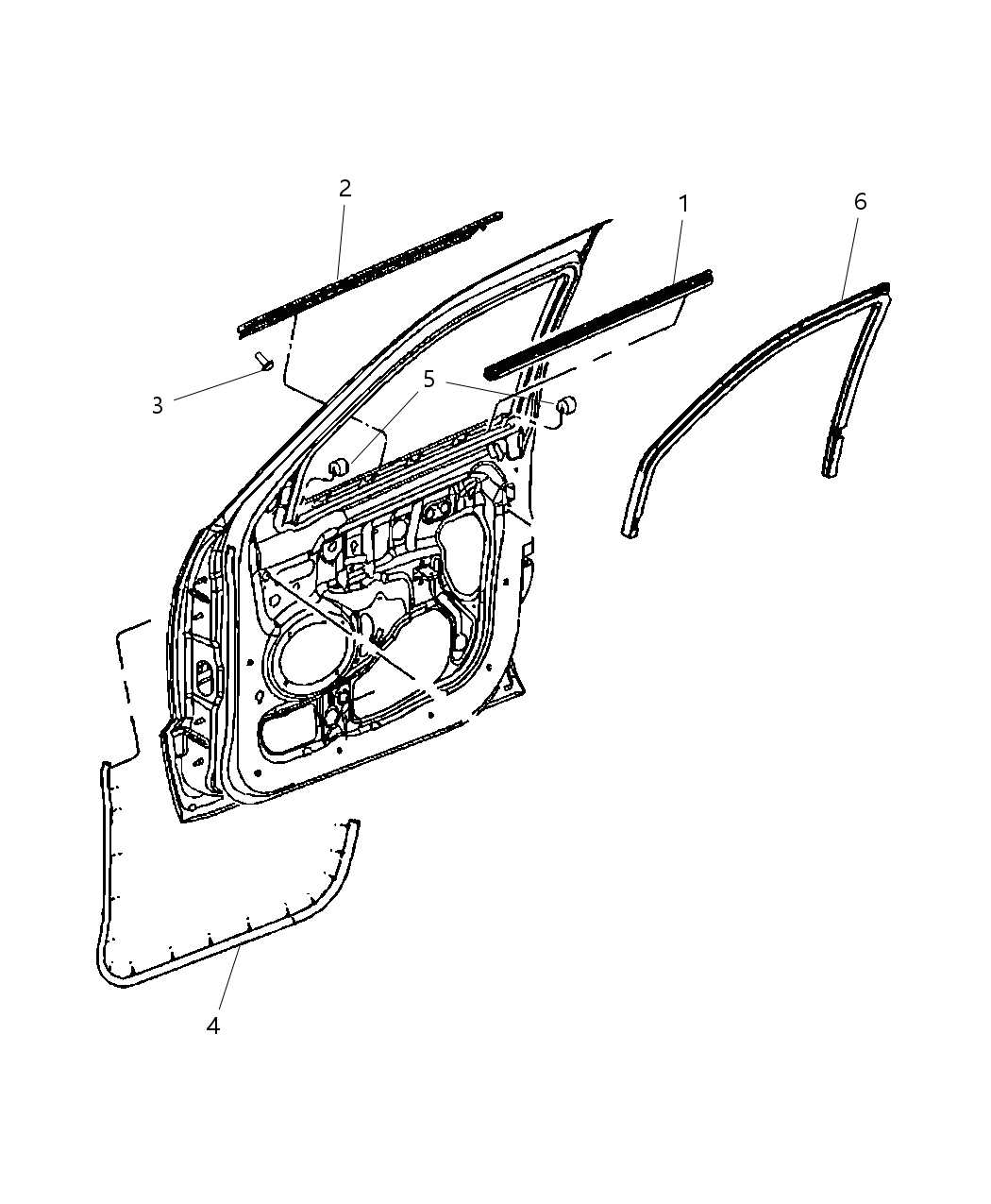 Mopar 55399161AA WEATHERSTRIP-Front Door Belt Outer