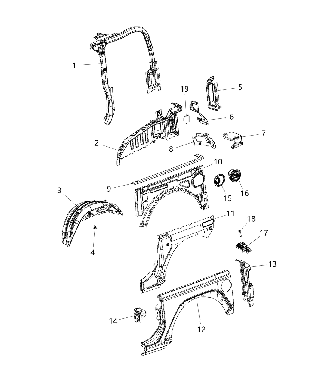 Mopar 68302801AE Panel-Quarter Inner