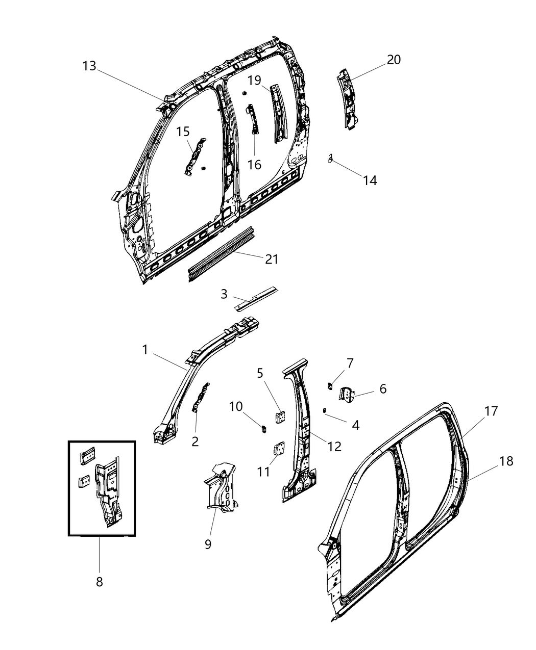 Mopar 68066892AE Panel-Body Side Aperture Inner Co