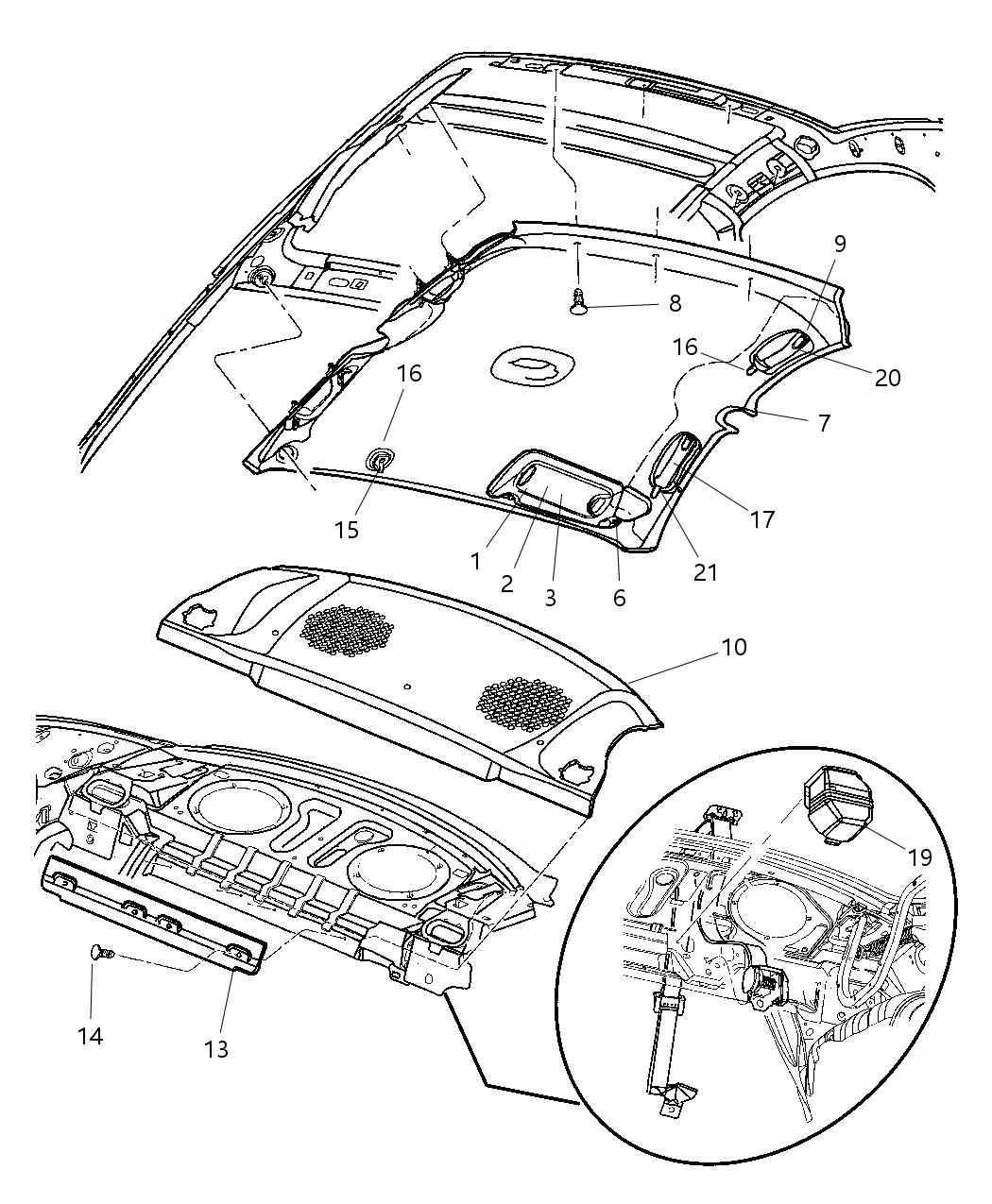 Mopar TE74TL2AB Headliner