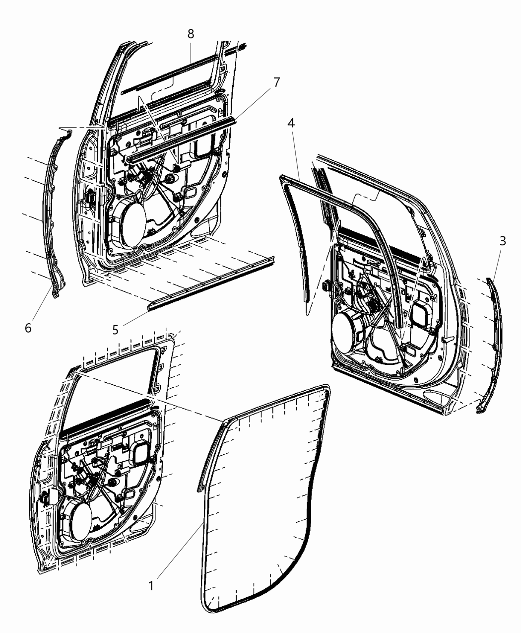 Mopar 68245334AB WEATHERSTRIP-Rear Door Belt Outer