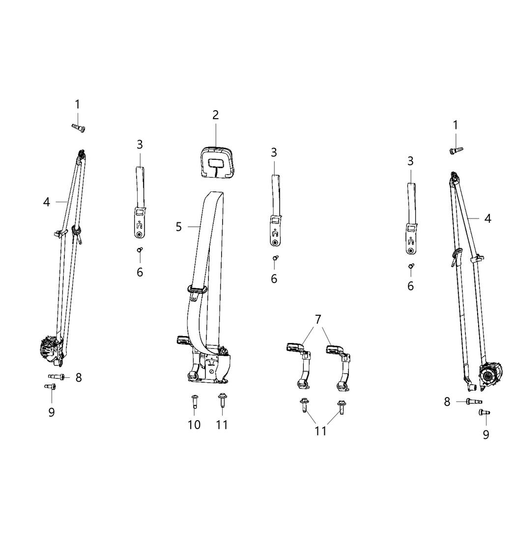 Mopar 5ZN25HL1AD 2Nd Row Seat Belt And Retractor