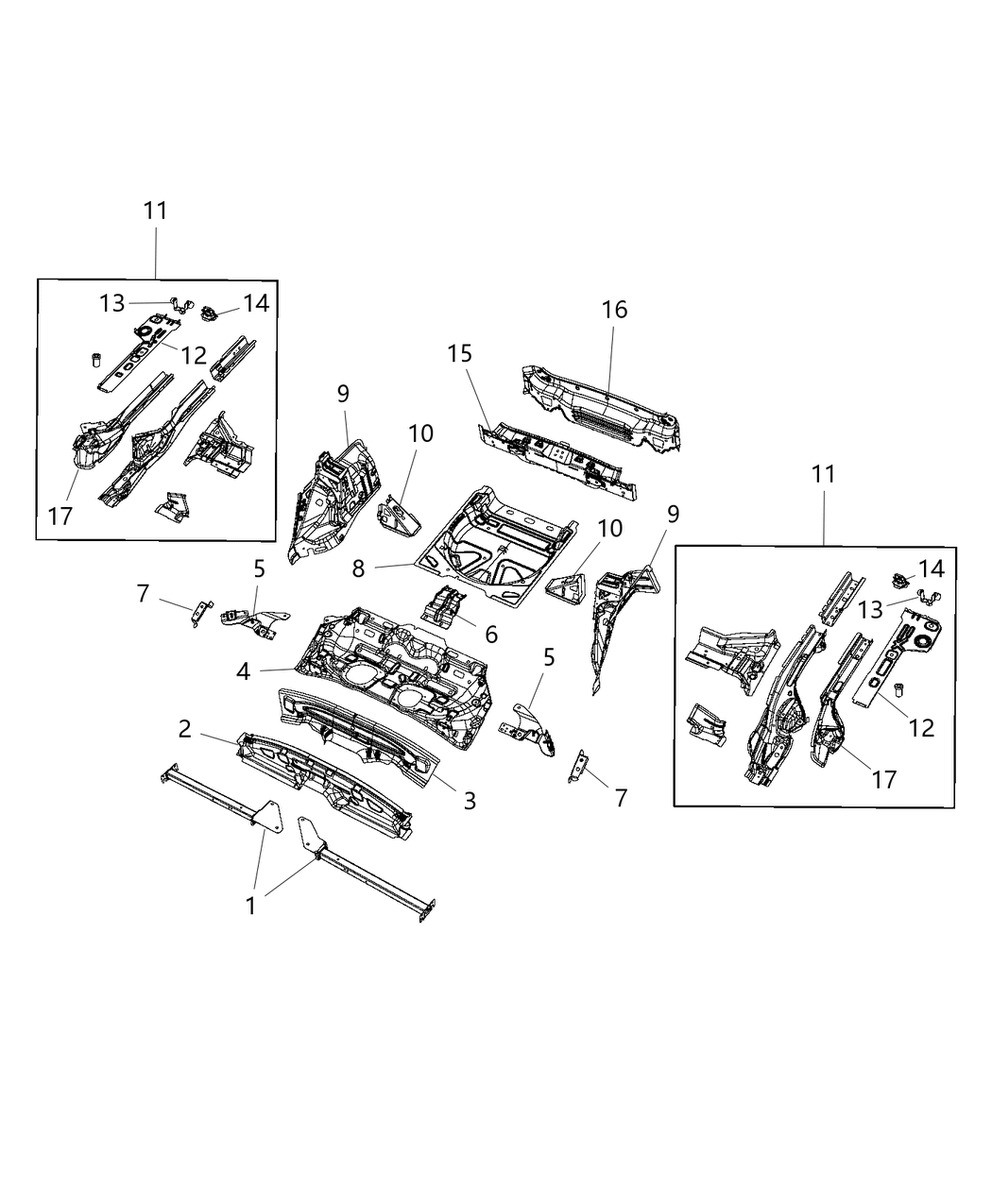 Mopar 68111364AD Pan-Center Floor