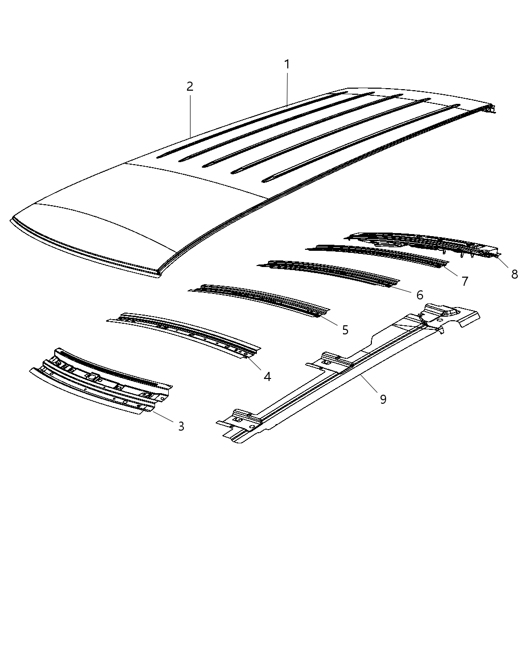 Mopar 68053791AA Header-Roof Front