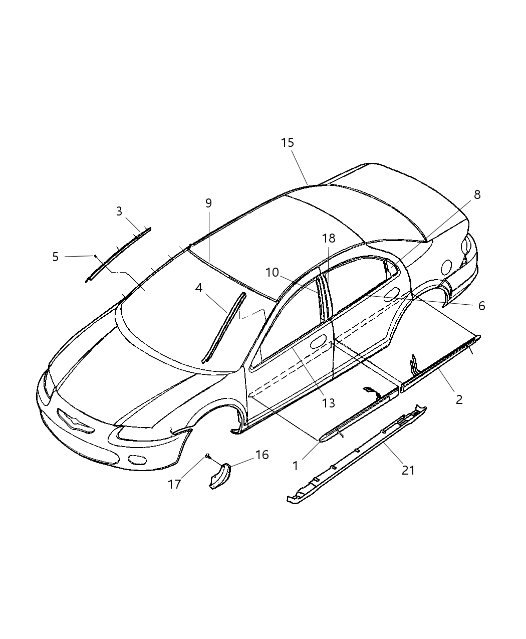 Mopar WU70DA4AC Molding-Front Door