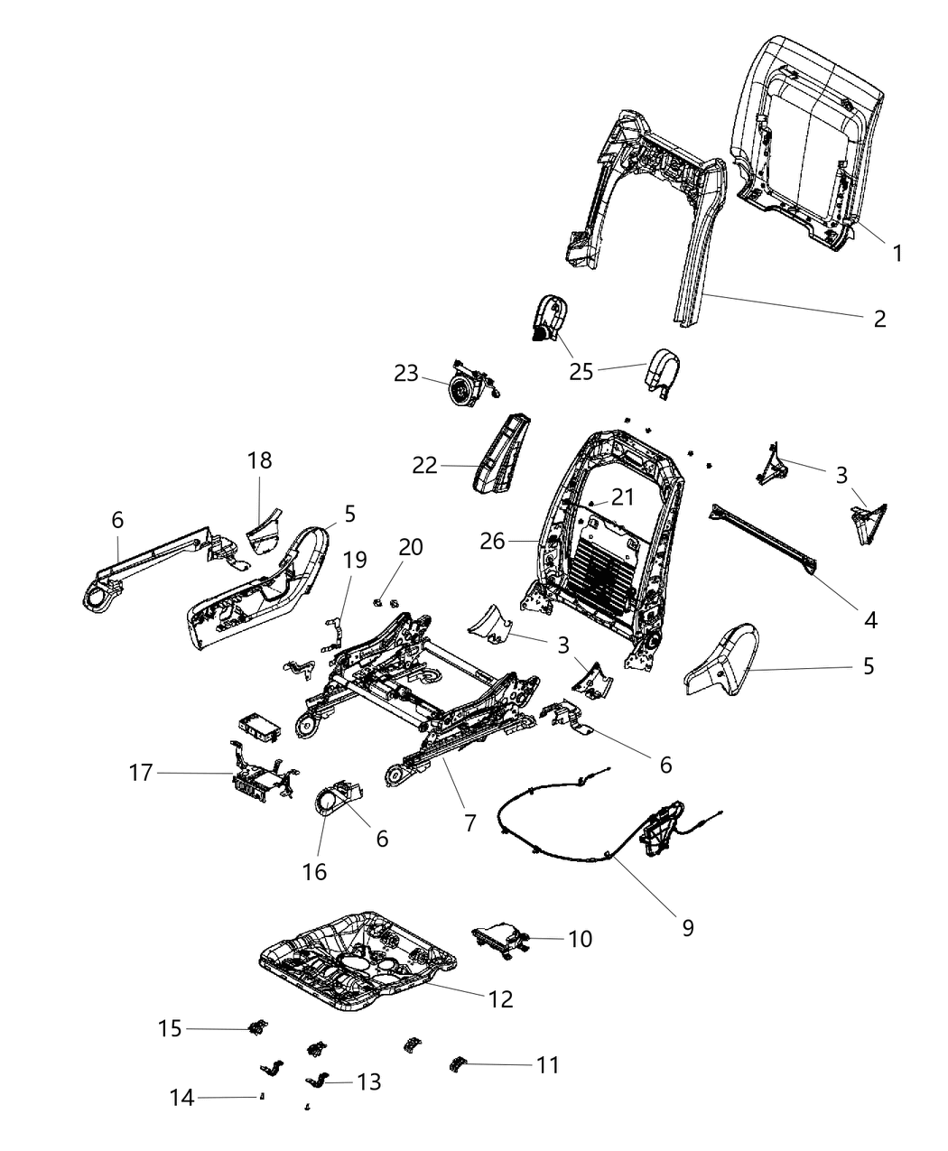 Mopar 68105869AF Frame-Front Seat Back