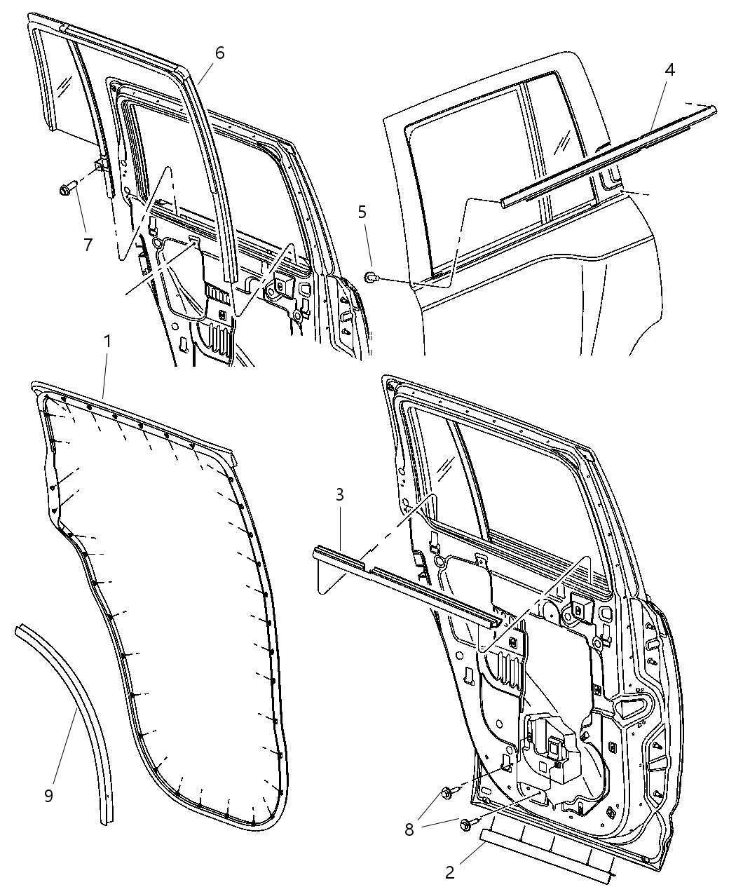 Mopar 5074221AA WEATHERSTRIP-Rear Door Belt