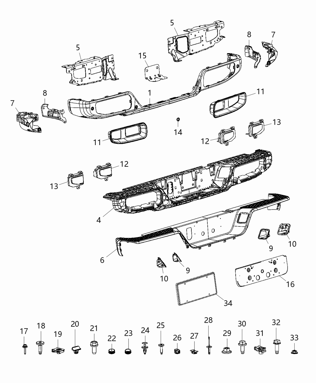 Mopar 68455744AA Rear Bumper