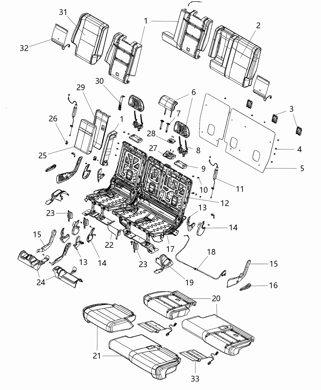 Mopar 5PK62DX9AA Rear Seat Cushion Cover