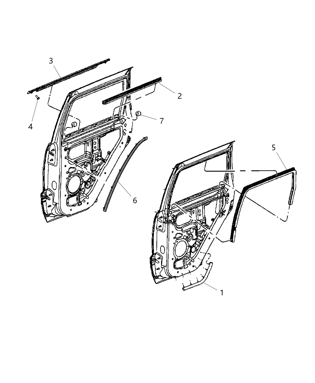 Mopar 55399164AA WEATHERSTRIP-Rear Door Belt Inner